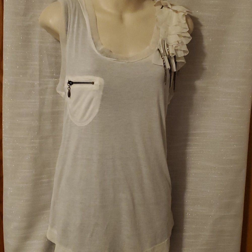 Mystree silk ruffled accent tank